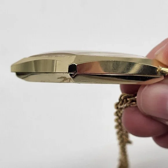 VTG Bradley Swiss Made Pendant Pocket Watch Gold Tone Diamond Shape - Picture 7 of 8